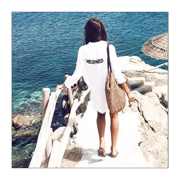 New Mermaid Embroidered Beach Cover-Up/ Tunic - Picture 3 of 5